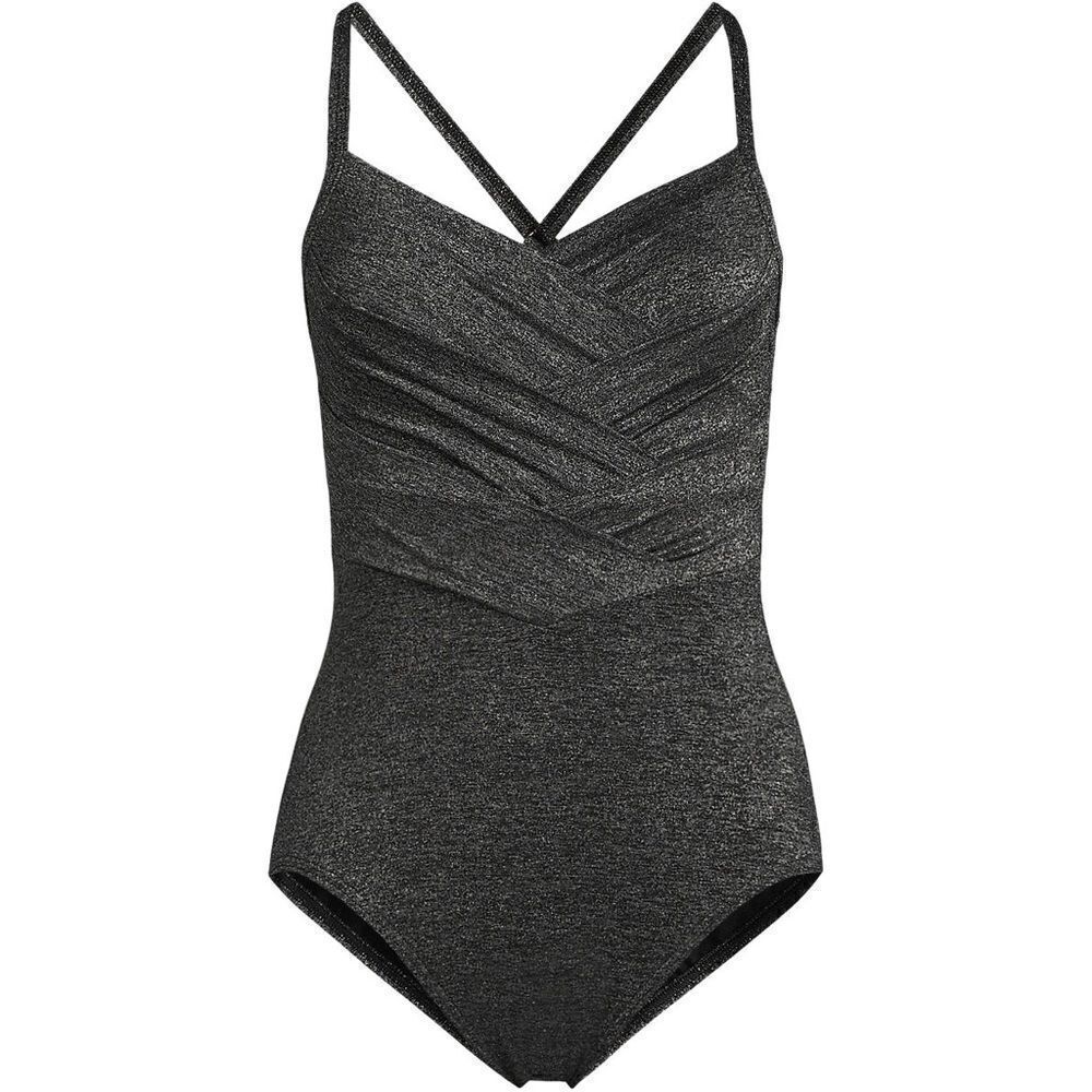 Land's End slender suit shine one piece control X back adjustable foam cup Var